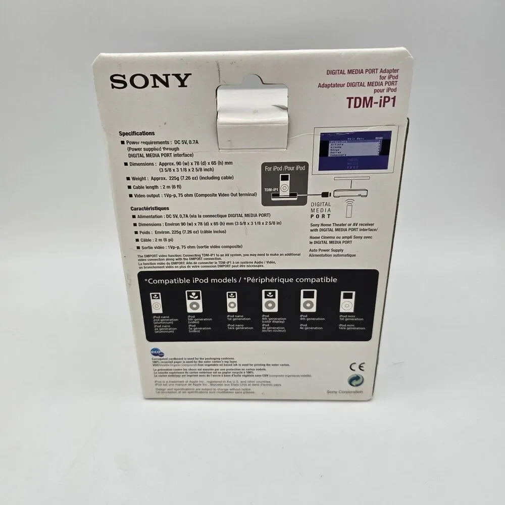 SONY TDM-iP1 DIGITAL MEDIA PORT ADAPTER for iPod | legacy 30-pin